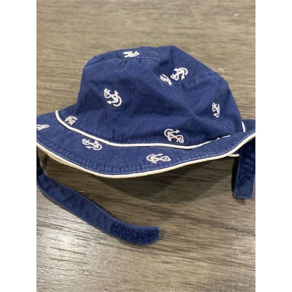 Baby GAP pink Blue Nautical Anchor Sun Hat infant - Picture 1 of 4